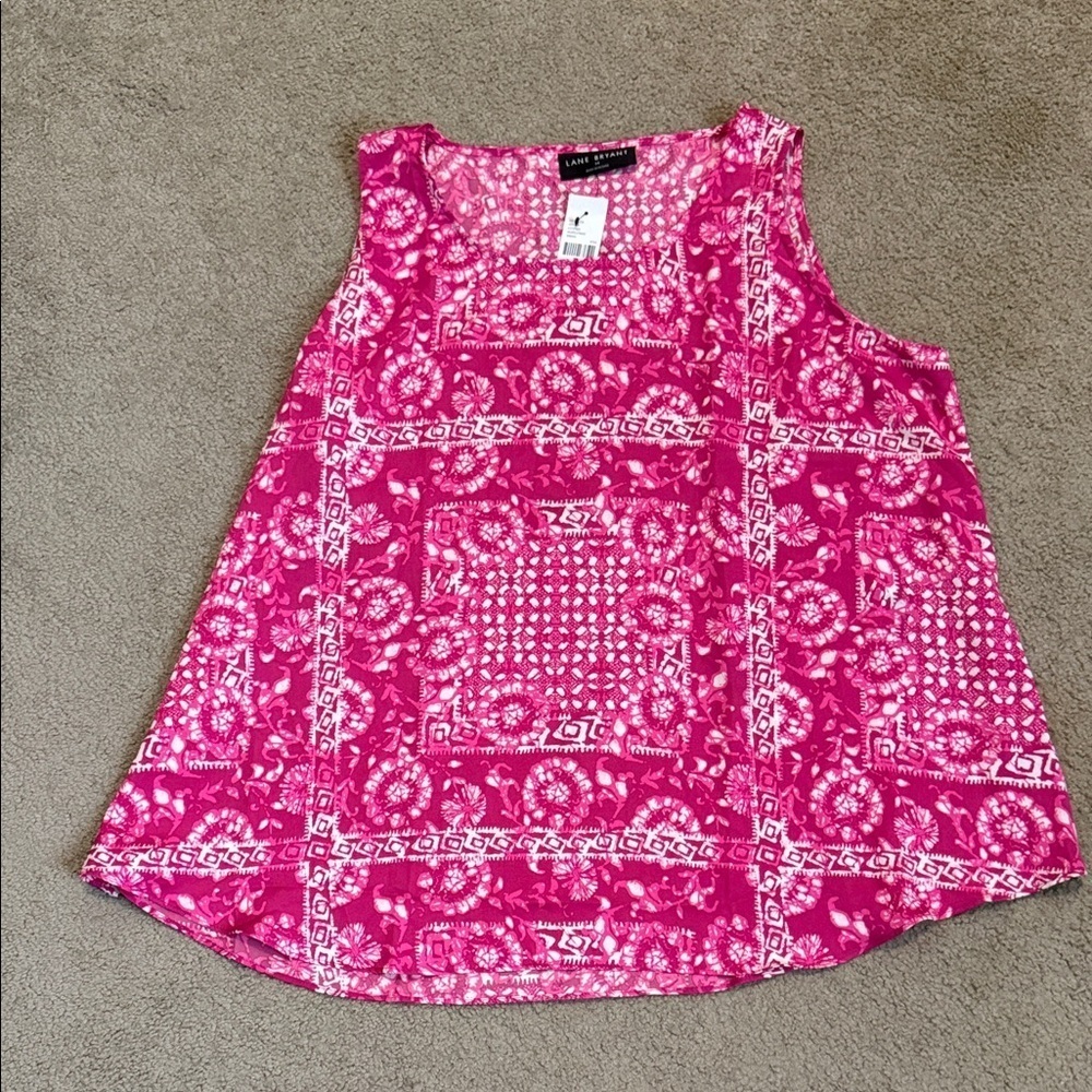 Lane Bryant Pink Patterned Tank Top